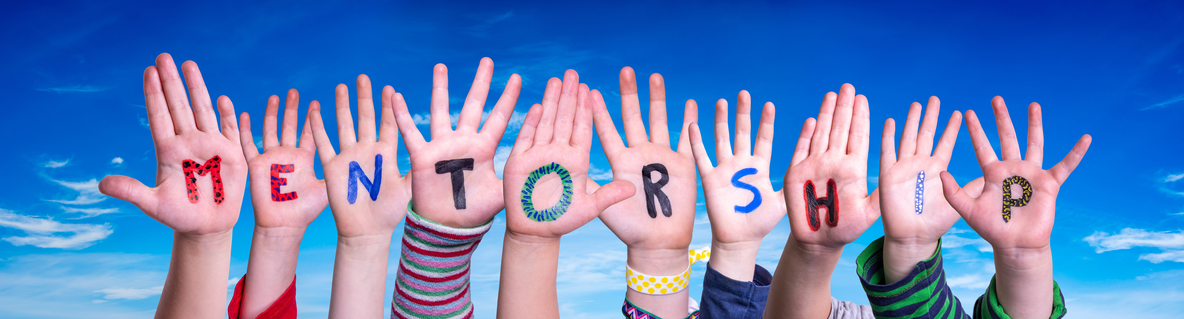 Children Hands Building Word Mentorship, Blue Sky